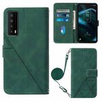 For TCL Stylus 5G Crossbody 3D Embossed Flip Leather Phone Case(Dark Green)