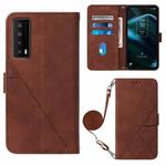 For TCL Stylus 5G Crossbody 3D Embossed Flip Leather Phone Case(Brown)