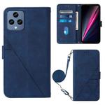 For T-Mobile Revvl 6 5G Crossbody 3D Embossed Flip Leather Phone Case(Blue)