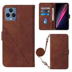 For T-Mobile Revvl 6 5G Crossbody 3D Embossed Flip Leather Phone Case(Brown)