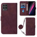 For T-Mobile Revvl 6 Pro 5G Crossbody 3D Embossed Flip Leather Phone Case(Wine Red)