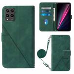 For T-Mobile Revvl 6 Pro 5G Crossbody 3D Embossed Flip Leather Phone Case(Dark Green)