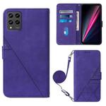 For T-Mobile Revvl 6 Pro 5G Crossbody 3D Embossed Flip Leather Phone Case(Purple)