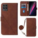 For T-Mobile Revvl 6 Pro 5G Crossbody 3D Embossed Flip Leather Phone Case(Brown)