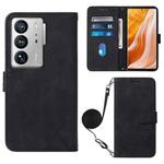 For ZTE Axon 40 Ultra Crossbody 3D Embossed Flip Leather Phone Case(Black)