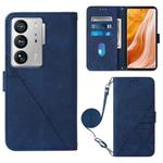 For ZTE Axon 40 Ultra Crossbody 3D Embossed Flip Leather Phone Case(Blue)