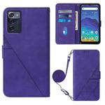 For ZTE Consumer Cellular ZMAX 5G Crossbody 3D Embossed Flip Leather Phone Case(Purple)