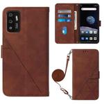 For ZTE ZMAX 11 Z6251 Crossbody 3D Embossed Flip Leather Phone Case(Brown)
