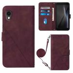 For Cubot Pocket Crossbody 3D Embossed Flip Leather Phone Case(Wine Red)