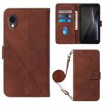 For Cubot Pocket Crossbody 3D Embossed Flip Leather Phone Case(Brown)