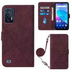 For Oukitel C31 Crossbody 3D Embossed Flip Leather Phone Case(Wine Red)