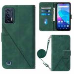 For Oukitel C31 Crossbody 3D Embossed Flip Leather Phone Case(Dark Green)