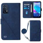 For Oukitel C31 Crossbody 3D Embossed Flip Leather Phone Case(Blue)