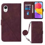 For Samsung Galaxy A23E / A22E / A23S / A23 5G Crossbody 3D Embossed Flip Leather Phone Case(Wine Red)