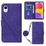 For Samsung Galaxy A23E / A22E / A23S / A23 5G Crossbody 3D Embossed Flip Leather Phone Case(Purple)