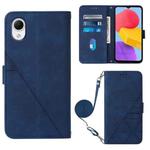 For Samsung Galaxy A23E / A22E / A23S / A23 5G Crossbody 3D Embossed Flip Leather Phone Case(Blue)