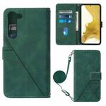 For Samsung Galaxy S23 5G Crossbody 3D Embossed Flip Leather Phone Case(Dark Green)