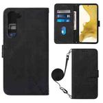 For Samsung Galaxy S23 5G Crossbody 3D Embossed Flip Leather Phone Case(Black)