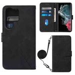 For Samsung Galaxy S23 Ultra 5G Crossbody 3D Embossed Flip Leather Phone Case(Black)