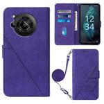 For Sharp Aquos R7 / P7 Crossbody 3D Embossed Flip Leather Phone Case(Purple)