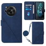 For Sharp Aquos R7 / P7 Crossbody 3D Embossed Flip Leather Phone Case(Blue)