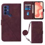 For Sharp Aquos V6 Plus / V6 Crossbody 3D Embossed Flip Leather Phone Case(Wine Red)