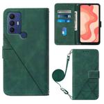 For Sharp Aquos V6 Plus / V6 Crossbody 3D Embossed Flip Leather Phone Case(Dark Green)