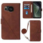 For Sharp Aquos Sense7 Plus Crossbody 3D Embossed Flip Leather Phone Case(Brown)