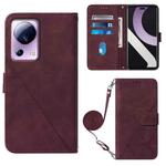 For Xiaomi Civi 2 Crossbody 3D Embossed Flip Leather Phone Case(Wine Red)