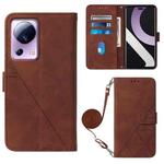 For Xiaomi Civi 2 Crossbody 3D Embossed Flip Leather Phone Case(Brown)