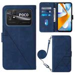 For Xiaomi Poco C40 Global Crossbody 3D Embossed Flip Leather Phone Case(Blue)