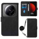 For Xiaomi 12 Ultra / 12S Ultra Crossbody 3D Embossed Flip Leather Phone Case(Black)