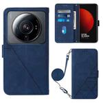 For Xiaomi 12 Ultra / 12S Ultra Crossbody 3D Embossed Flip Leather Phone Case(Blue)