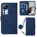 For Xiaomi 12T / 12T Pro / Redmi K50 Ultra Crossbody 3D Embossed Flip Leather Phone Case(Blue)