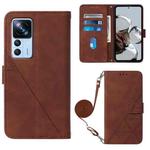 For Xiaomi 12T / 12T Pro / Redmi K50 Ultra Crossbody 3D Embossed Flip Leather Phone Case(Brown)
