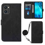 For UMIDIGI C1 Crossbody 3D Embossed Flip Leather Phone Case(Black)