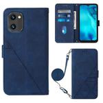 For UMIDIGI C1 Crossbody 3D Embossed Flip Leather Phone Case(Blue)