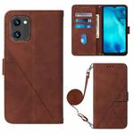 For UMIDIGI C1 Crossbody 3D Embossed Flip Leather Phone Case(Brown)