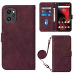 For UMIDIGI F3 4G / F3 5G / F3 SE / F3S Crossbody 3D Embossed Flip Leather Phone Case(Wine Red)