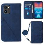 For UMIDIGI G1 Crossbody 3D Embossed Flip Leather Phone Case(Blue)