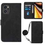 For UMIDIGI Power 7 Max Crossbody 3D Embossed Flip Leather Phone Case(Black)
