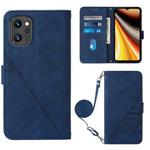For UMIDIGI Power 7 Max Crossbody 3D Embossed Flip Leather Phone Case(Blue)