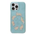 For iPhone 14 Translucent Frosted IMD TPU Phone Case(Blue Rabbit Run)