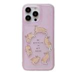 For iPhone 14 Translucent Frosted IMD TPU Phone Case(Pink Rabbit Run)