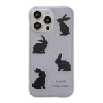 For iPhone 14 Translucent Frosted IMD TPU Phone Case(Purple 4 Rabbits)