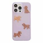 For iPhone 14 Pro Translucent Frosted IMD TPU Phone Case(Pink Teddy)