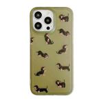 For iPhone 14 Pro Translucent Frosted IMD TPU Phone Case(Dark Green Dogs)