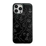 For iPhone 14 Plus Translucent Frosted IMD TPU Phone Case(Black Abstract Face)