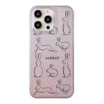 For iPhone 14 Pro Max Translucent Frosted IMD TPU Phone Case(Purple Line Rabbits)