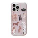 For iPhone 14 Pro Max Translucent Frosted IMD TPU Phone Case(Pink Dogs)